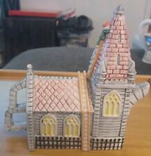Vintage Teapot Leonardo Collections Grey Church With Steeple Jack On Ladder 