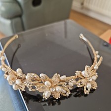 New Amanda Wyatt Wedding Tiara AW1040 Crystals Cream and Pearl