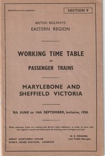 BR ER Passenger Working Timetable Great Central ML 9th June to 14th Sept 1958