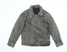 Zara Women Grey Leather Biker