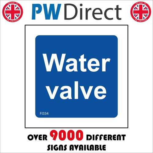 Sign water valve - white, blue