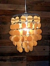 VINTAGE FAUX CAPIZ SHELL DROP DISC CHANDELIER 60'S 70'S VERNON PANTON STYLE GLAM