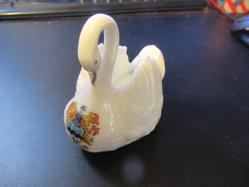 Crested china swan posy holder - china,