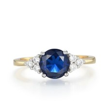 Ladies 18 Carat Gold on  Sterling 925 Solid Silver Blue and White Sapphire Ring