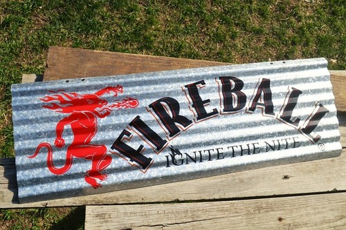 Fireball whisky corrugated tin - corrugated,