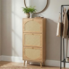 Rattan-fronted 3-tier shoe
