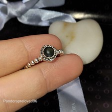 Genuine Pandora Sterling Silver Moonstone June Birthday Blooms Ring Size 52 #H38