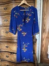 Anami And Janine Royal Blue Buddha Print Dress Size Small