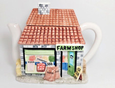 Vintage Ceramic Farm Shop Teapot Collectible Novelty House Shape  Kitchen Decor