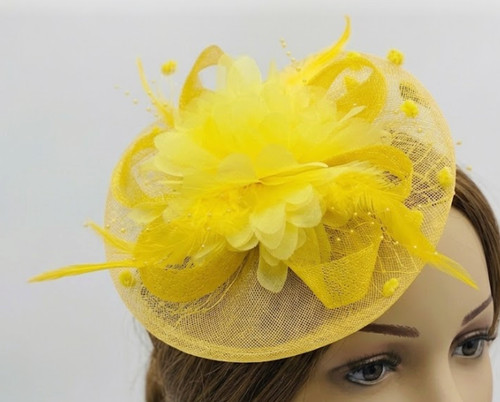 Yellow fascinator hat hair - yellow,