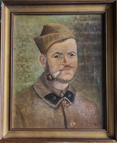 Vintage oil painting ww2 - vintage,