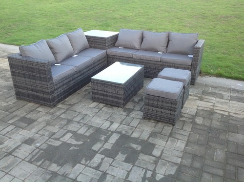 Seater grey rattan sofa with - grey,