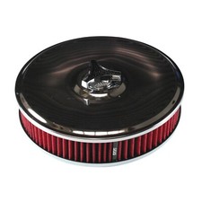 Chrome Air Cleaner 9" Wide x 2" Tall 3-1/16"(80mm) Nikki Carb Red Element