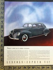 1938 LINCOLN ZEPHYR V-12 SEDAN DETROIT FENDER SKIRT MOTOR AUTO CAR AD 34001