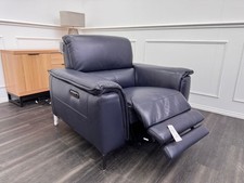 DFS Auberon Power Recliner Armchair Navy Leather Power Headrest