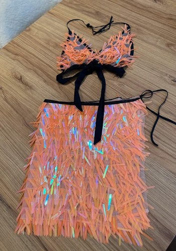 Peach iridescent sequin - peach,