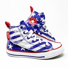Converse All Star Sneakers Shoes Juniors Kids 13 High Tops Blue White Red Stars