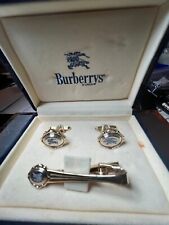 Stunning Burberrys Gold Silver Tone Tie Pin Cufflinks Set/in great condition/box