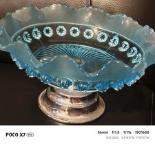 Blue glass platter on a