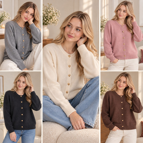 Womens heart button cardigan - womens,