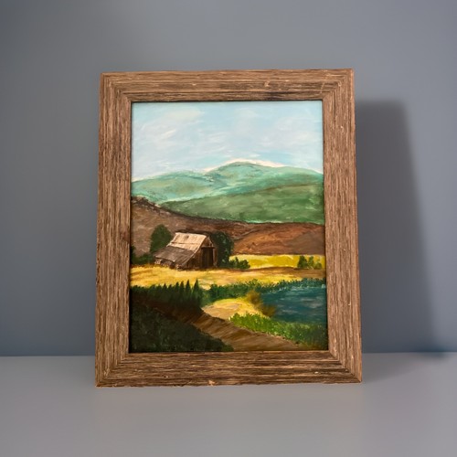 Vintage oil painting farm folk - painting,