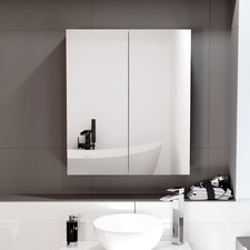 McCann Mirror Cabinet 600 mm 2 Door White Bathroom Wall Mounted Cupboard