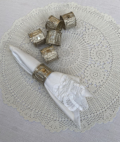 Silver plated napkin rings set - silver,
