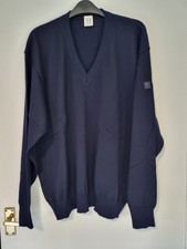 Gents Navy Blue Marz Pure New Wool V Neck Pullover XL