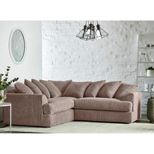 Elegant L-Shaped Corner Sofa – Cord Velvet, 4-Seater with 9 Scatter Cushions