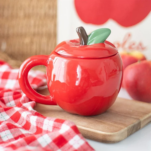 Apple shaped lidded mug - shaped,