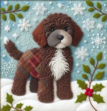 Single Luxury Chocolate Cockapoo Christmas Card XBL