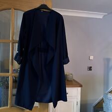 LADIES LONG COAT with no collar and open fronted probably size 8/10 no labels 