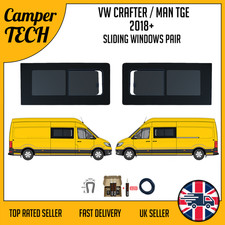 VW Crafter 2018 Onwards Front Sliding Windows PAIR with Bonding Kit and U-Trim