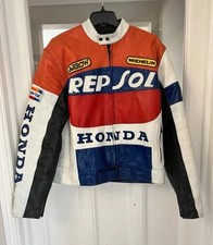 Vintage Repsol Honda Leather Racing MotorcycleJacket Size Medium