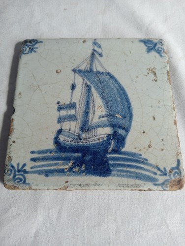 Antique delft tile fighting - delft,