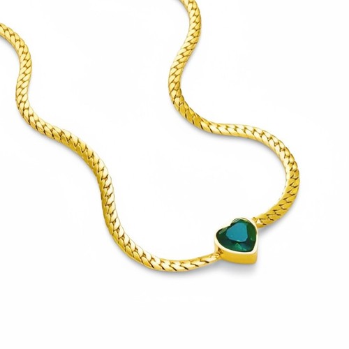 Emerald heart gold plated - emerald,