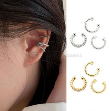 Silver Gold Ear Cuff 3Pcs/Set Zircon Sterling Silver Ear Cartilage Helix Clip On