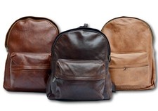 Organic Leather Backpack Rucksack Daypack Bag Womens Mens Vintage *Handmade*