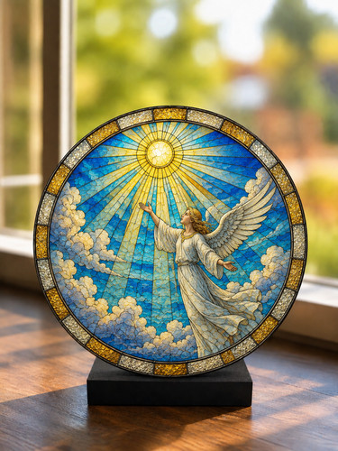 Sun angel stained - sun, glass