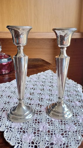 Pair silver candlesticks - of,