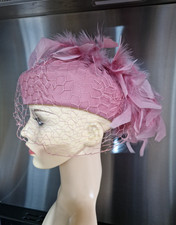 Vintage 1980s Pink Feather Lady Di Hat