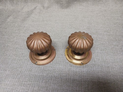 Vintage pair brass door - vintage, knobs