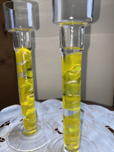 Pair candle holder yellow - holder,