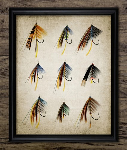 Fishing lures print vintage - print,,