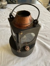 Vintage Steel And Copper Railway Lamp/Lantern - Round base - Rare