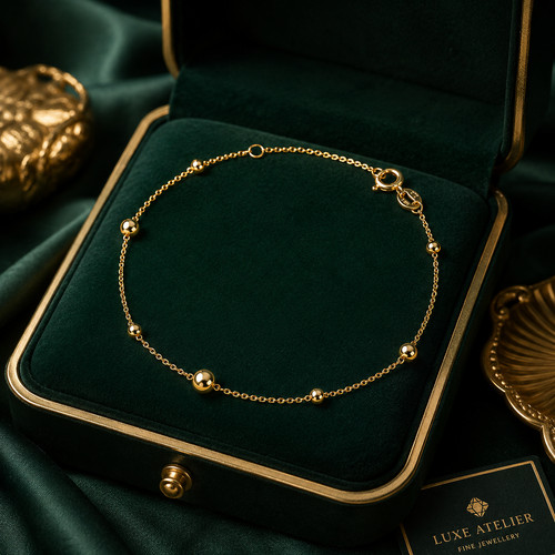 Gold beaded station chain - beaded,