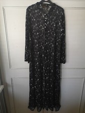 Black Lace Print Open  Abaya Jacket