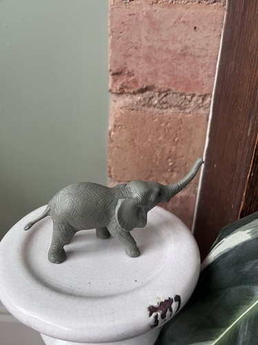 Grey plastic elephant toy - grey,