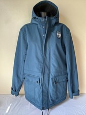 Quba & Co Teal Mens Hooded Coat Guc Sz M Full Zip & Buttons