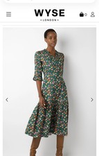 Wyse Aimee cutwork floral Dress Khaki Green Size 5 UK 16, BNWT